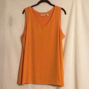 SUSAN GRAVER Women’s Orange Stretch Knit V-Neck Sleeveless Tank Top Size 1X